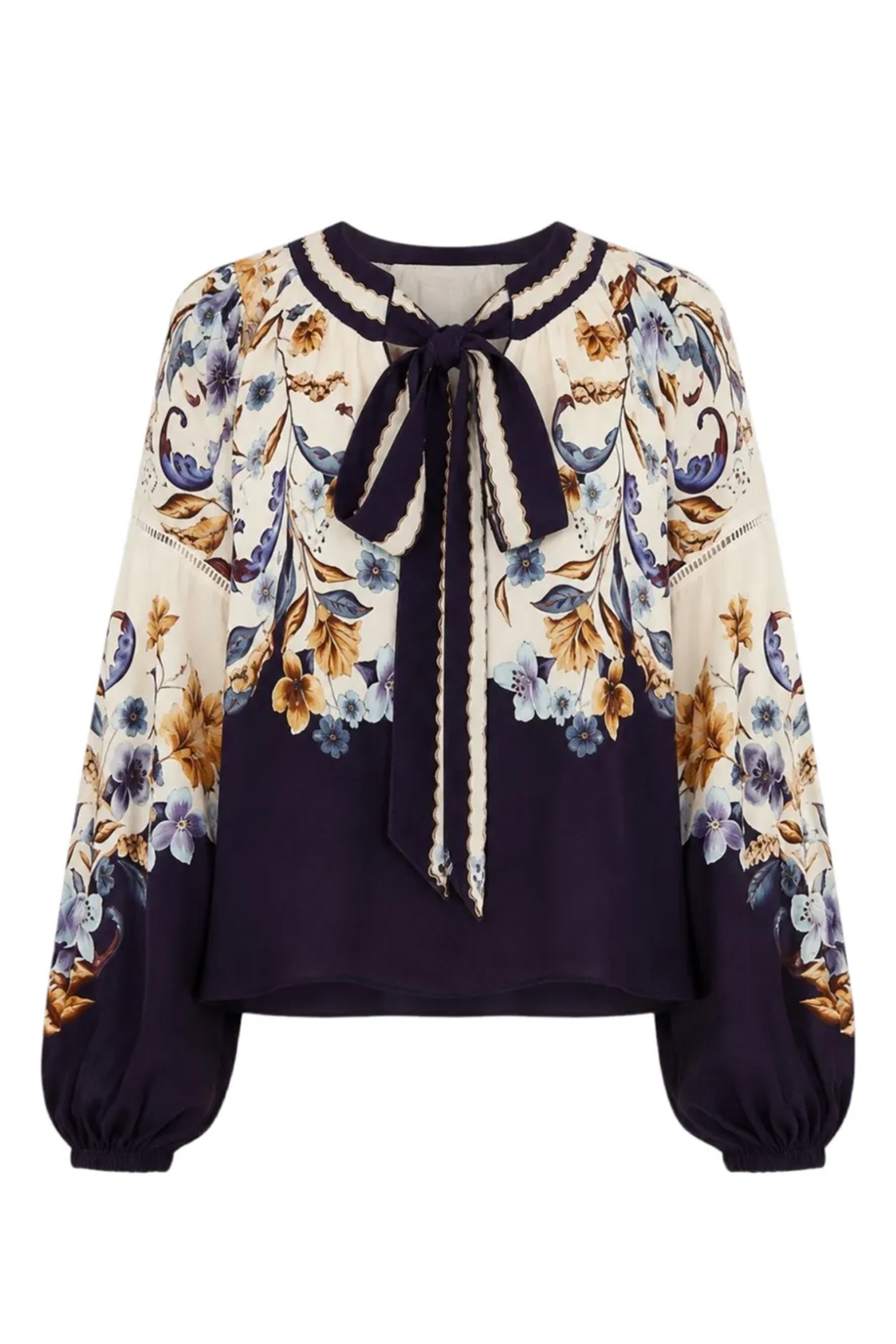 Dames blouse lange mouw blauw