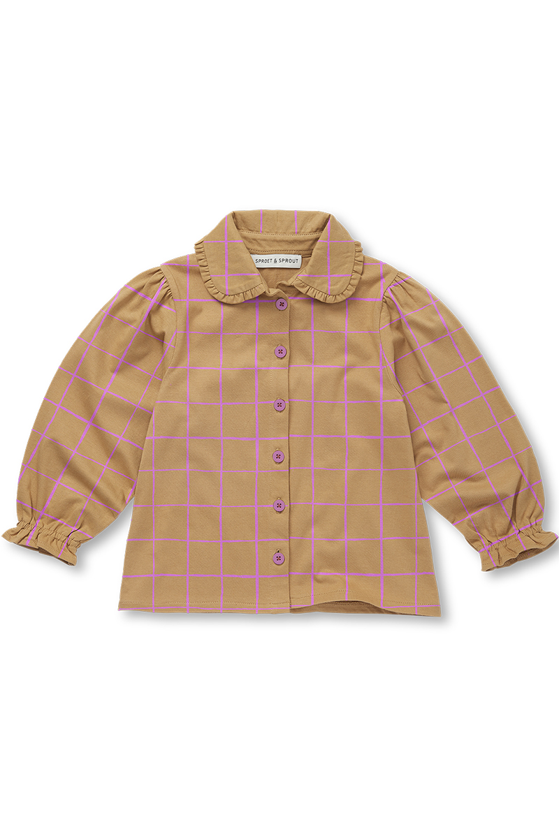 Meisjes blouse lange mouw bruin