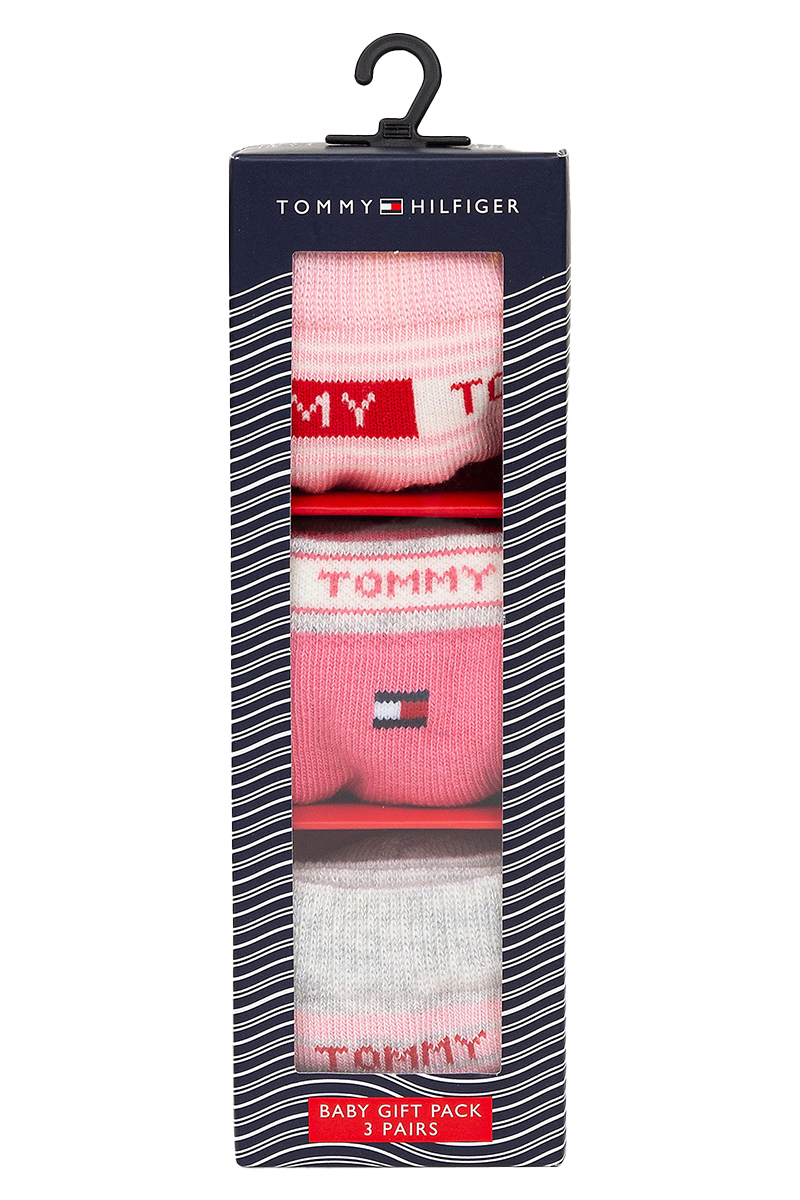 Tommy Hilfiger TH BABY SOCK 3P STRIPES GIFTBOX Rose-1 2