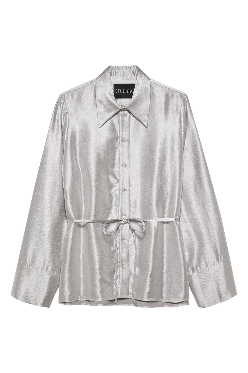 Dames blouse lange mouw grijs