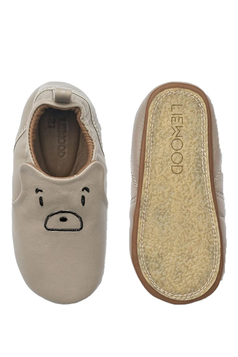 Liewood eliot bear leather slippers Ecru-1 2