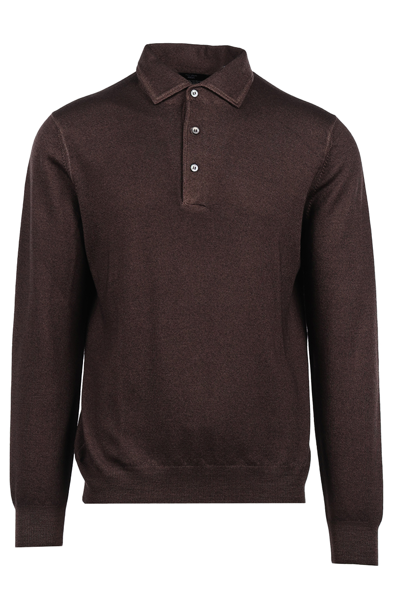Per Venti POLO L/SLV bruin/beige-1 1