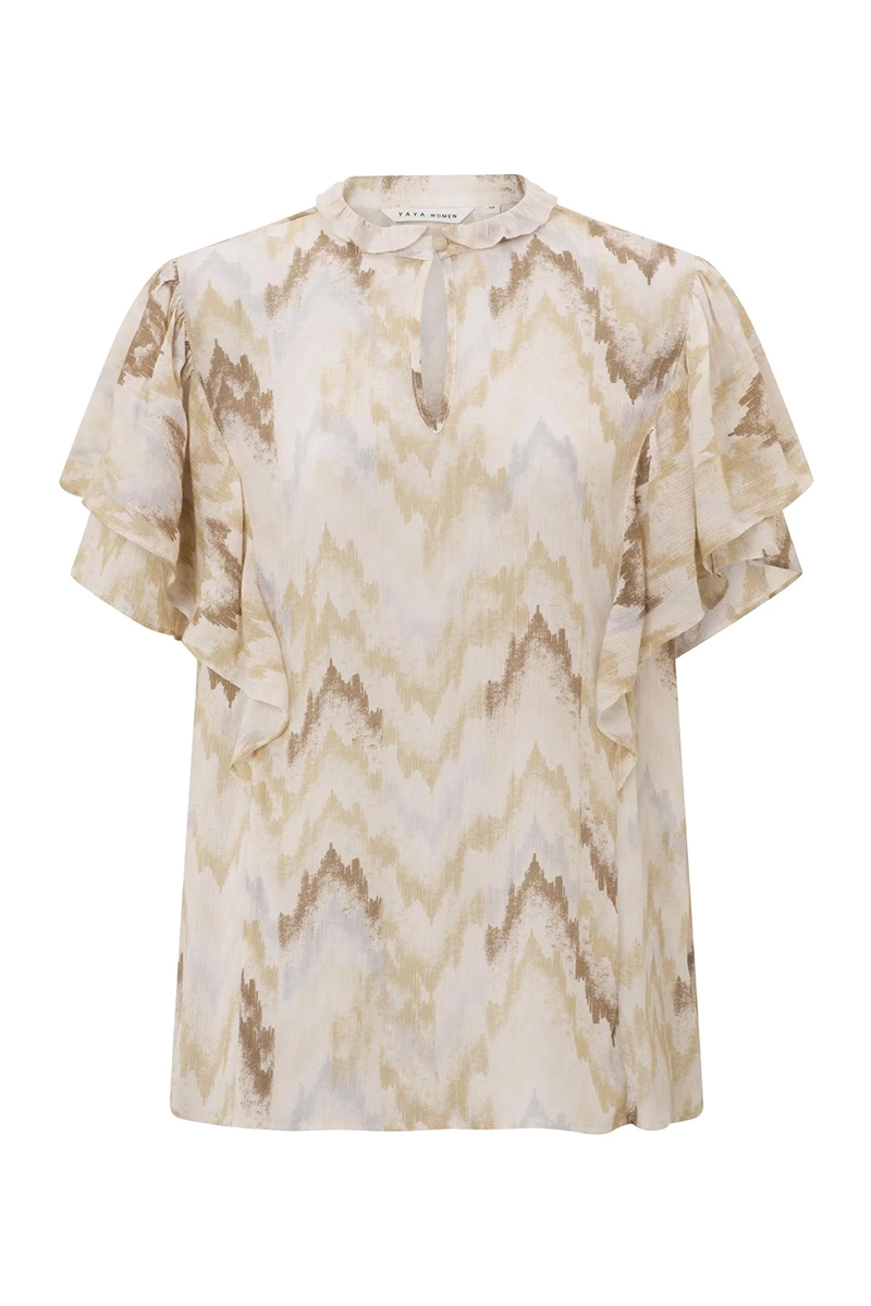 Yaya AOP flowy top Blauw-2 1