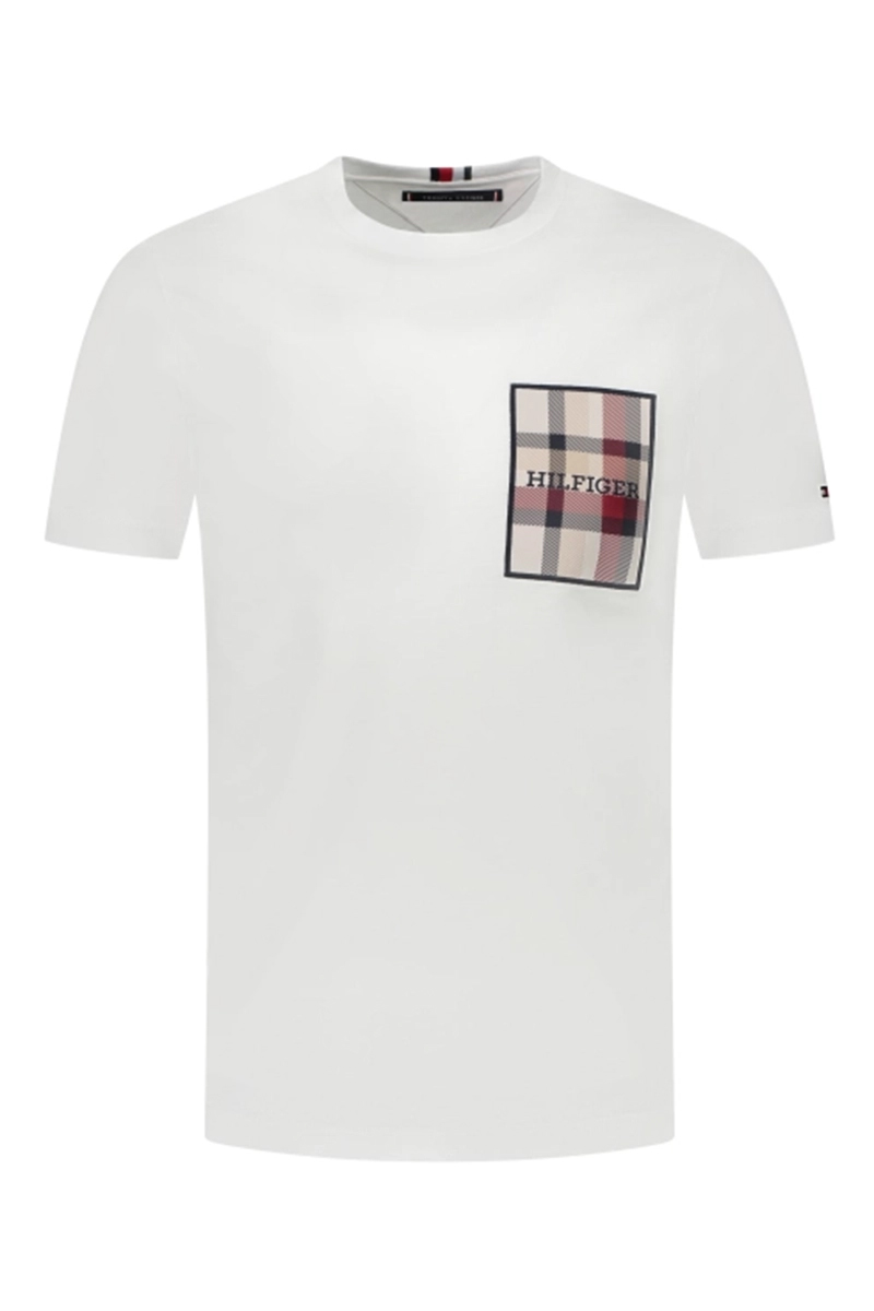 Tommy Hilfiger CHECK MONOTYOE LABEL TEE Wit-1 1