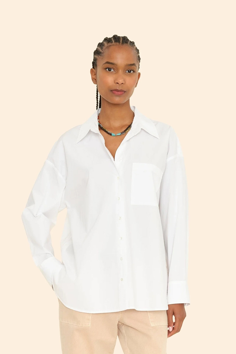 Dames blouse lange mouw wit