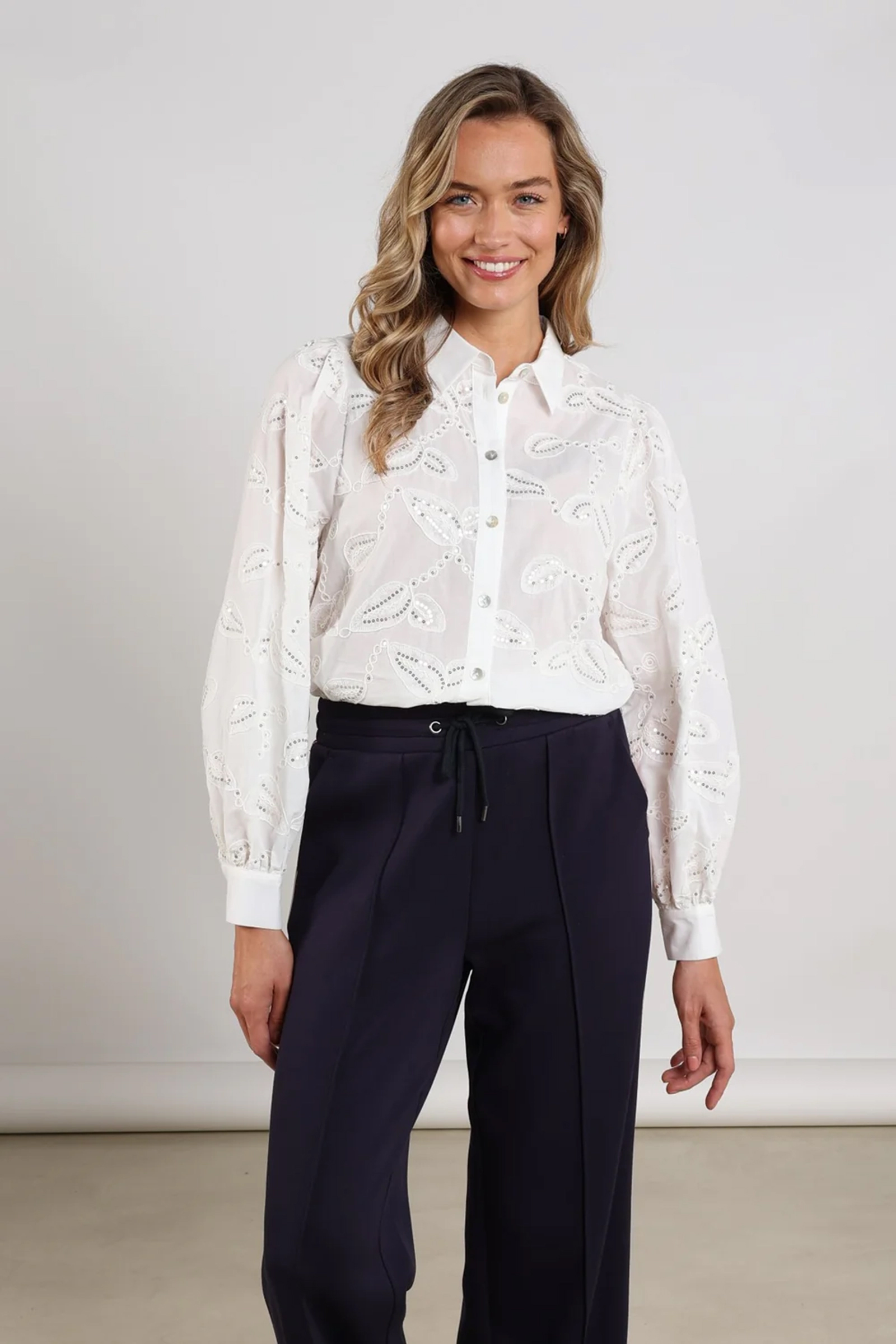 Dames blouse lange mouw ecru