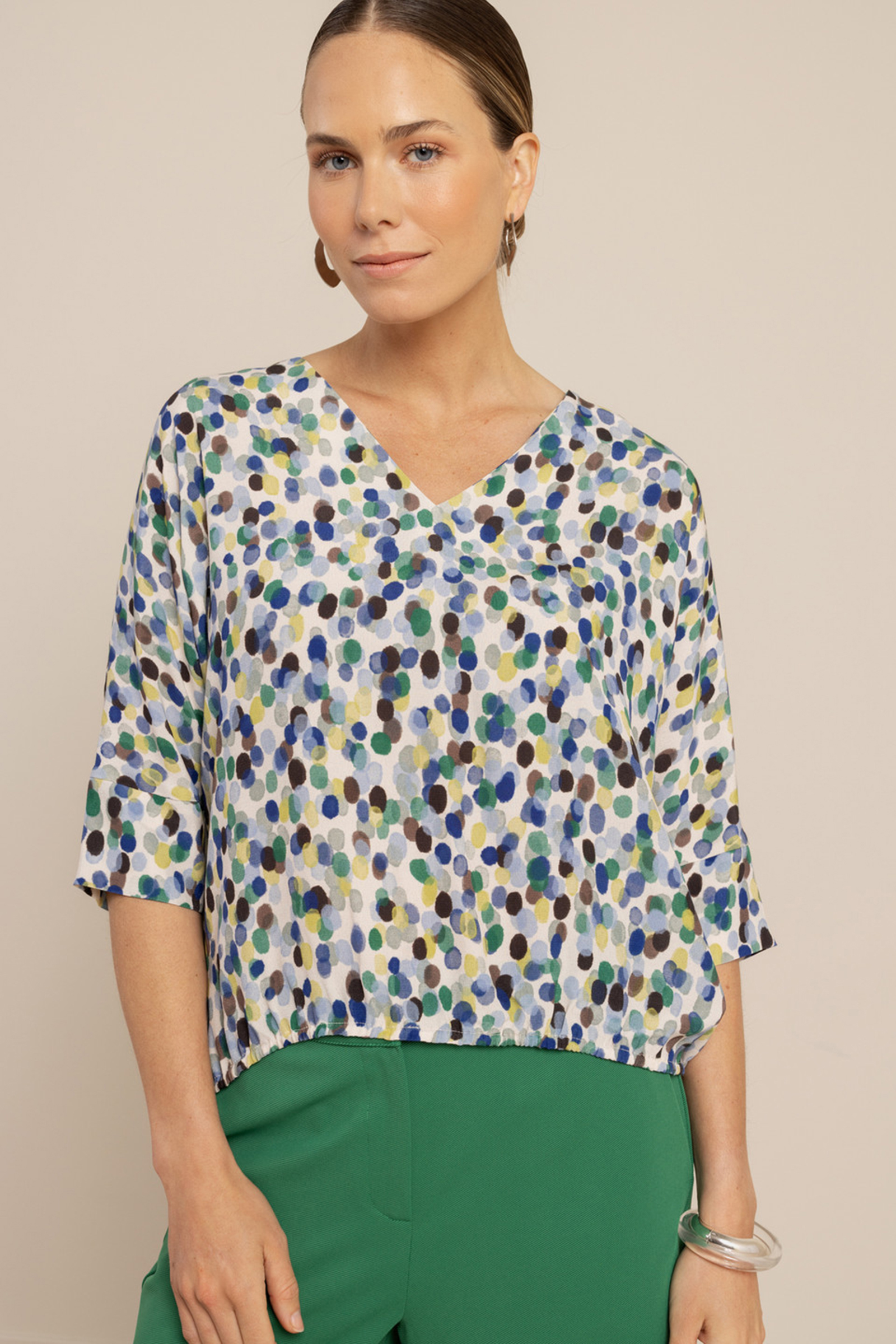 Dames blouse korte mouw groen