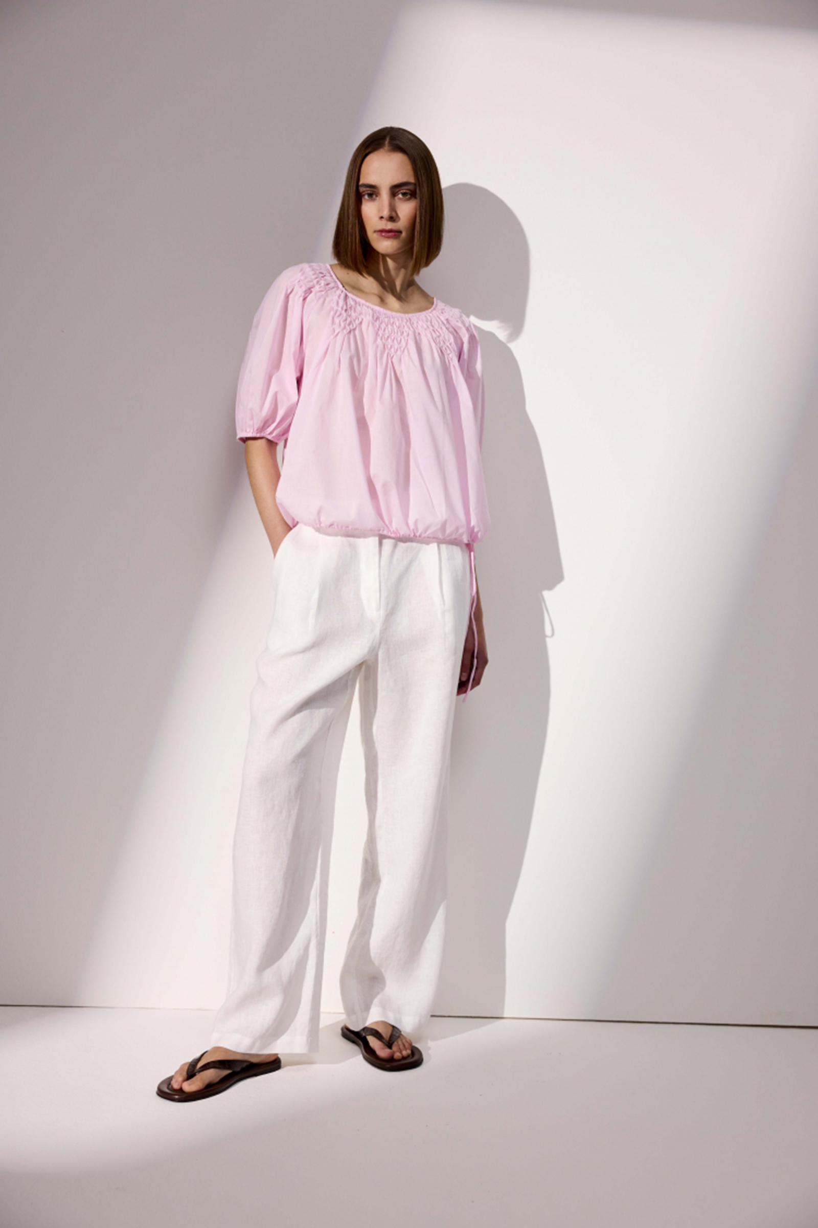 Dames blouse korte mouw rose