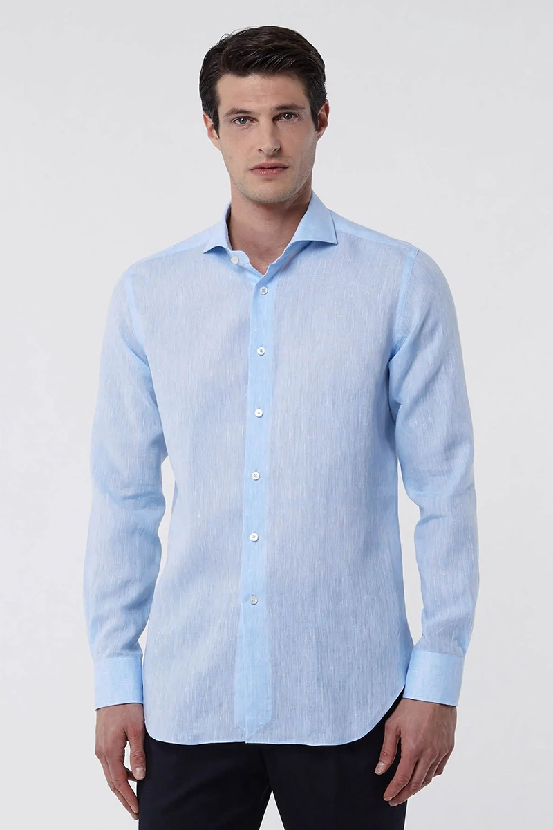 Heren overhemd lm dressual blauw