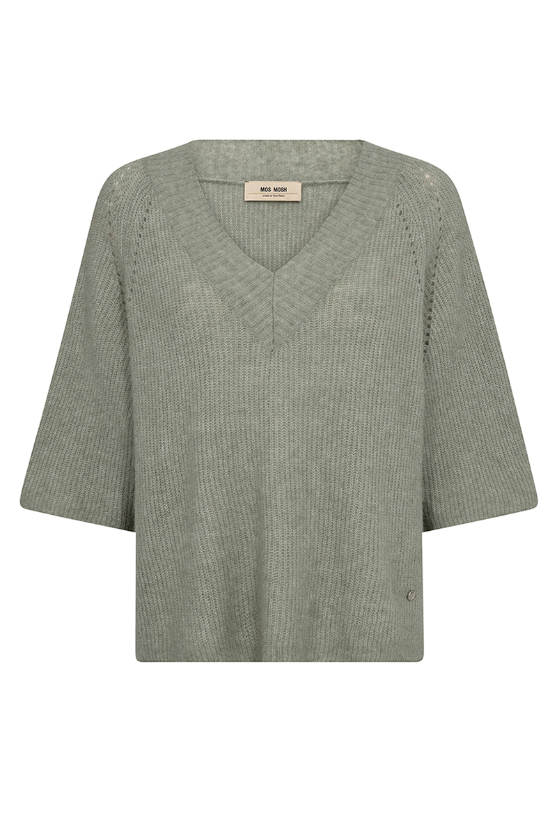 Mos Mosh MMTaci 3/4 V-Neck Knit Groen-1 1