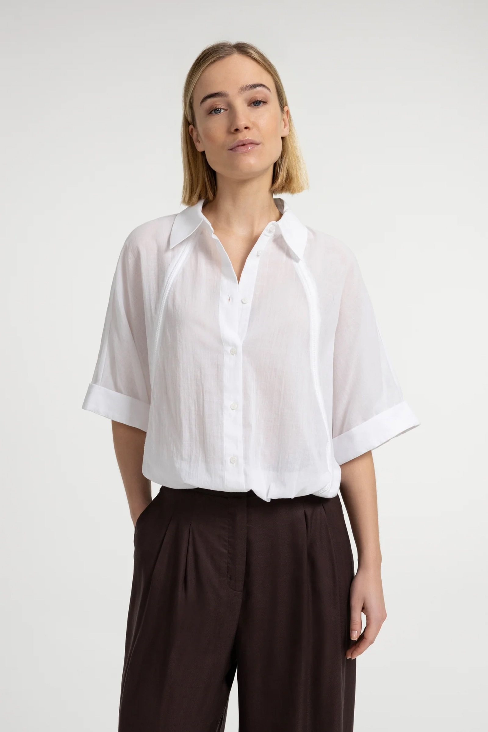Dames blouse lange mouw wit
