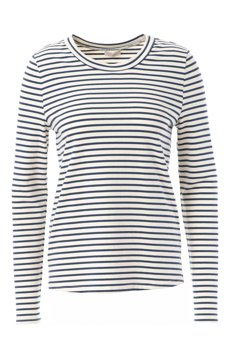 Dames t-shirt lange mouw blauw