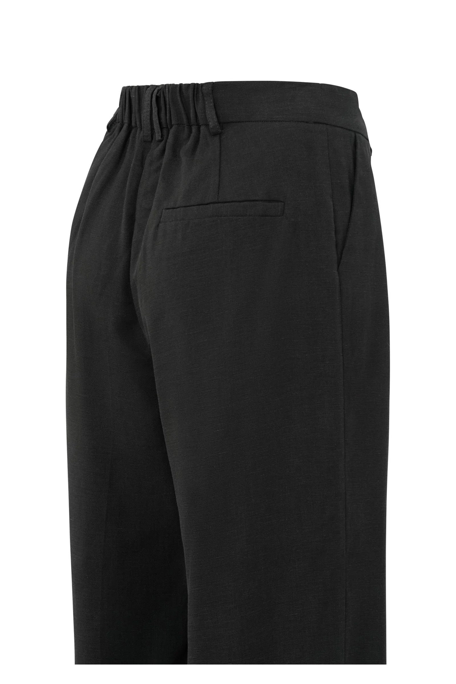 Yaya Linen mix wide leg trouse-L32 WASHED BLACK 4
