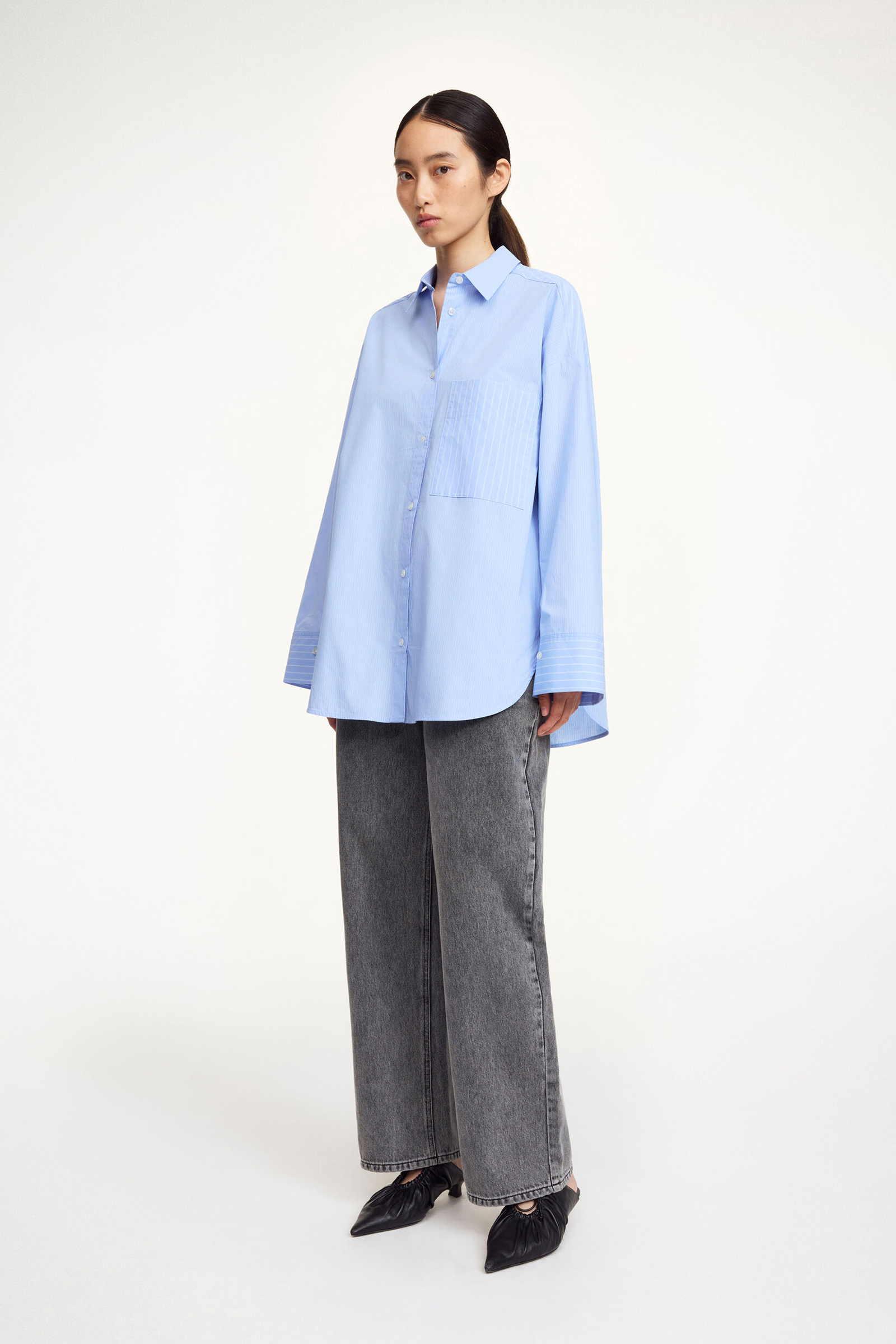 Dames blouse lange mouw blauw