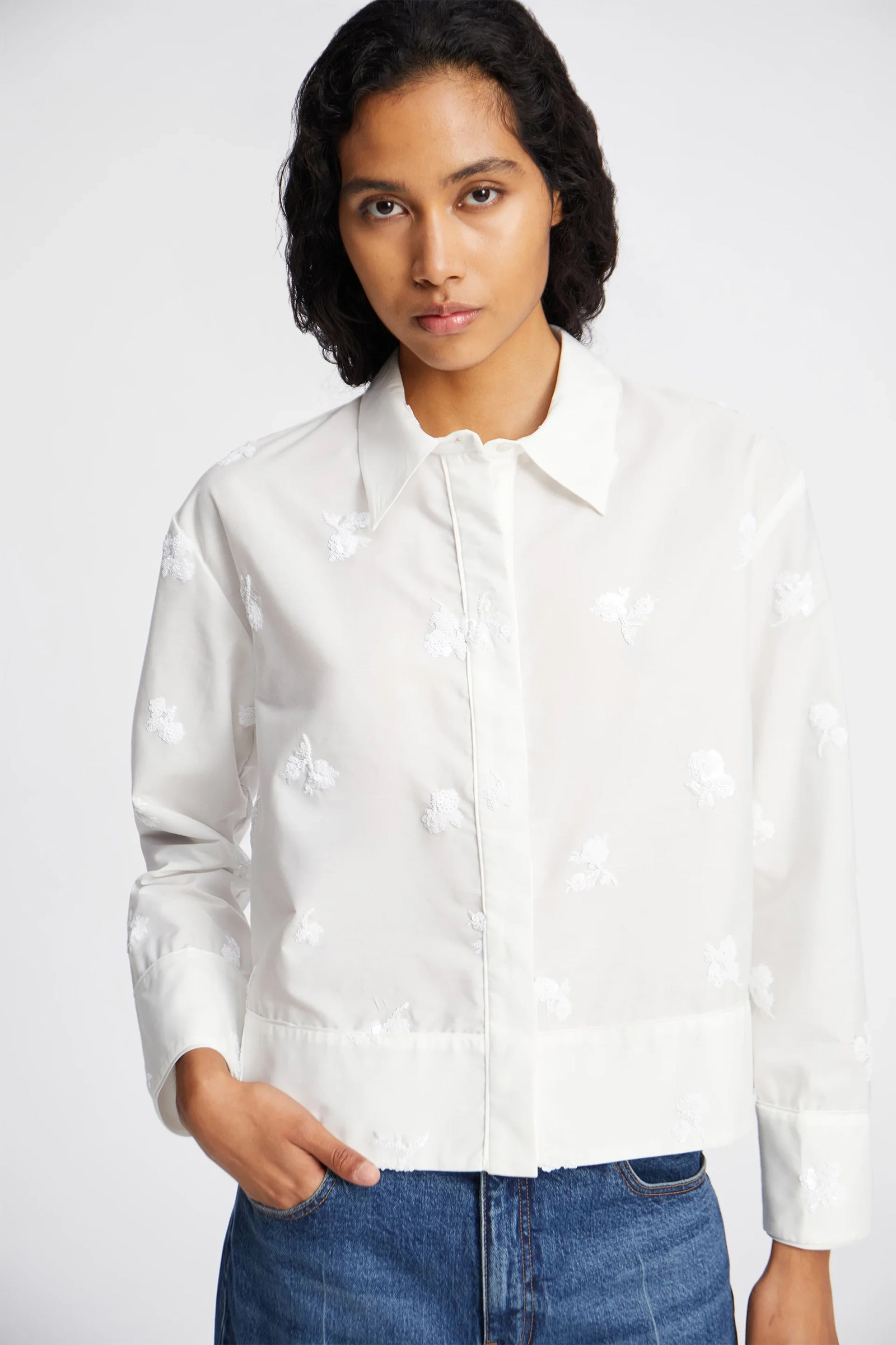 Dames blouse lange mouw wit