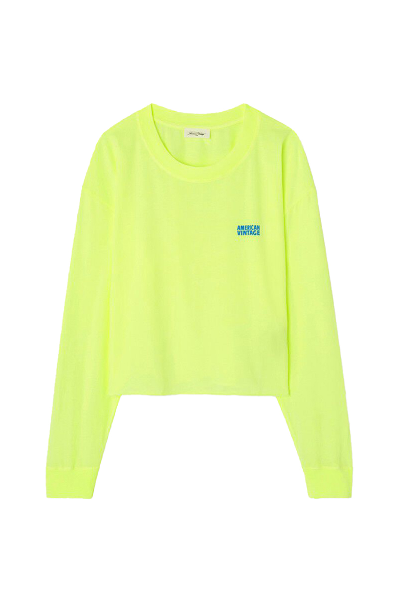 Dames t-shirt lange mouw geel