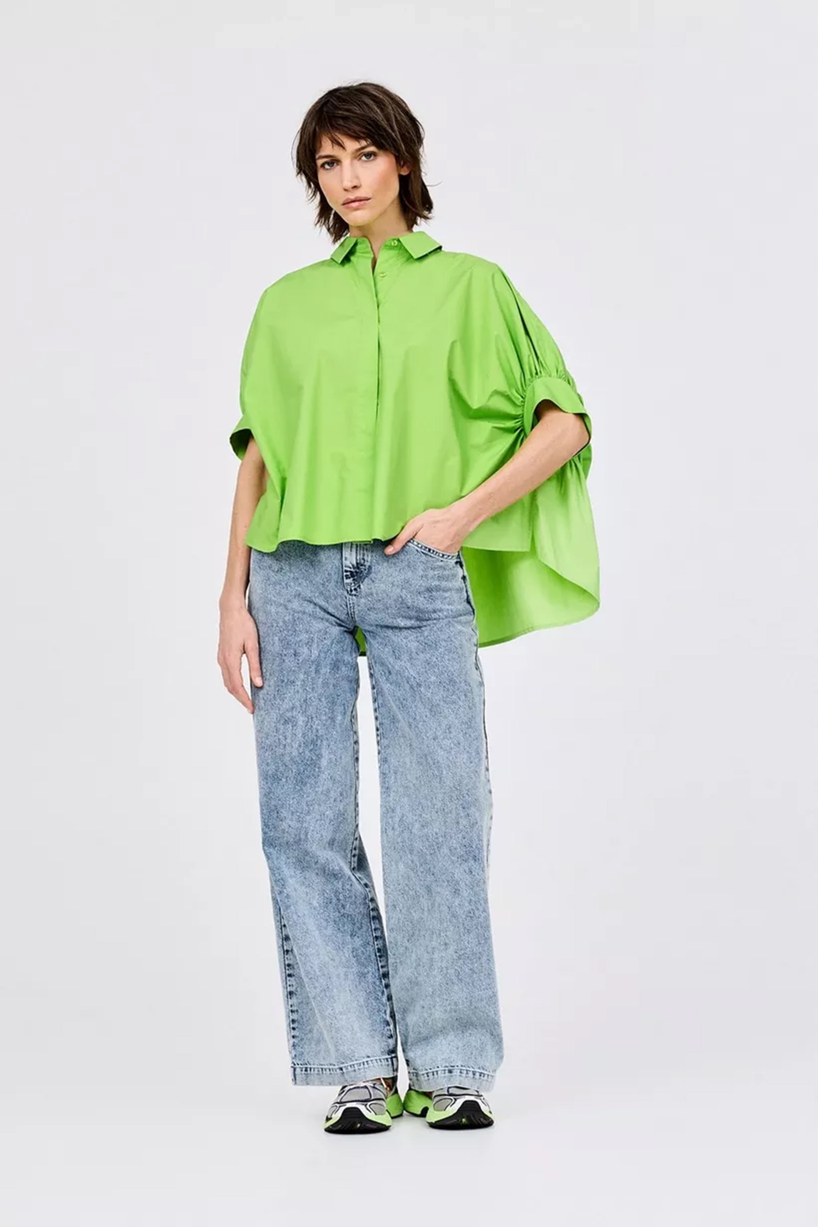 Dames blouse korte mouw groen