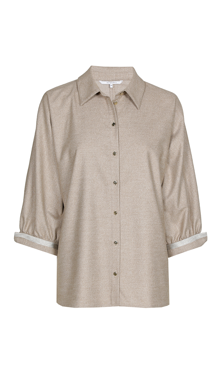 Dames blouse lange mouw bruin