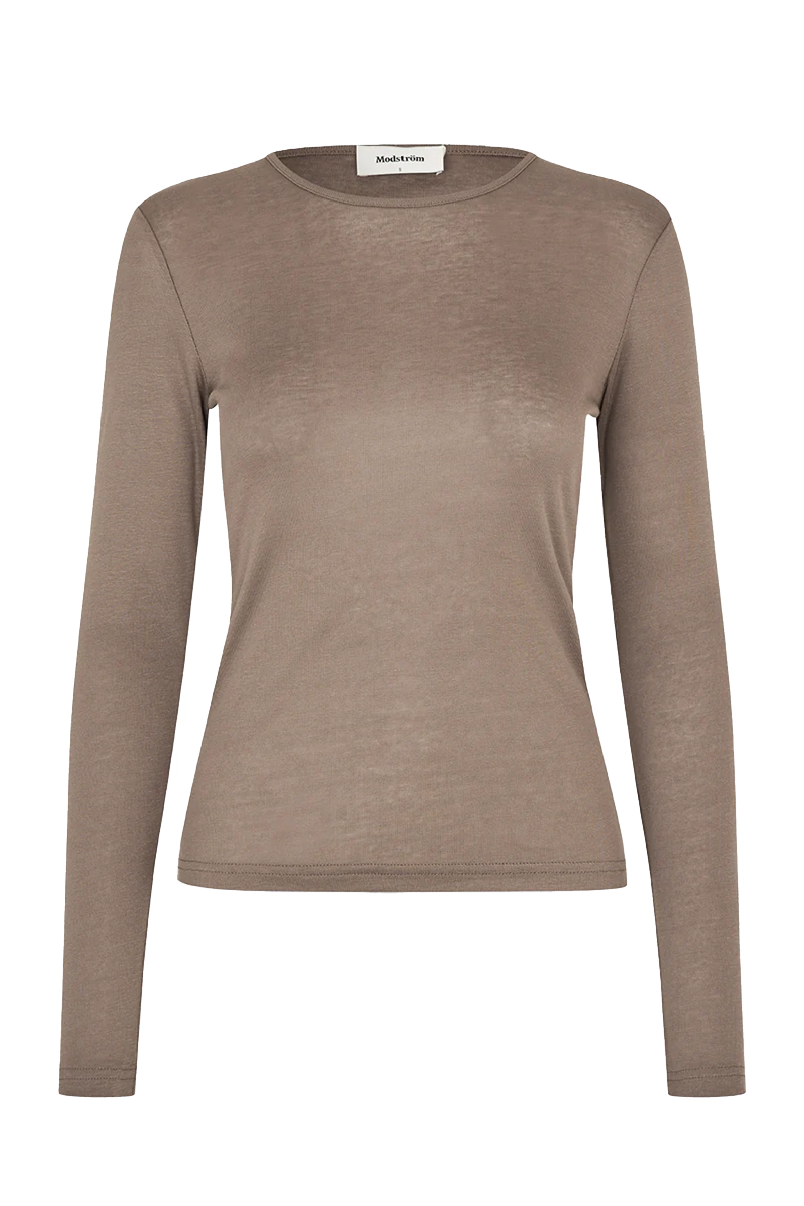 Dames t-shirt lange mouw bruin