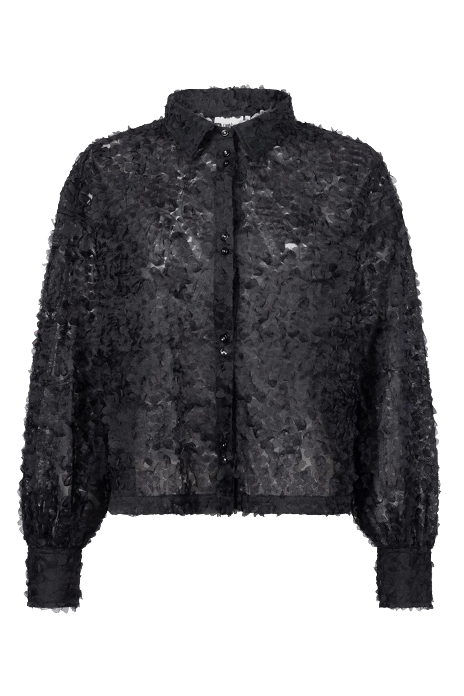 Dames blouse lange mouw zwart