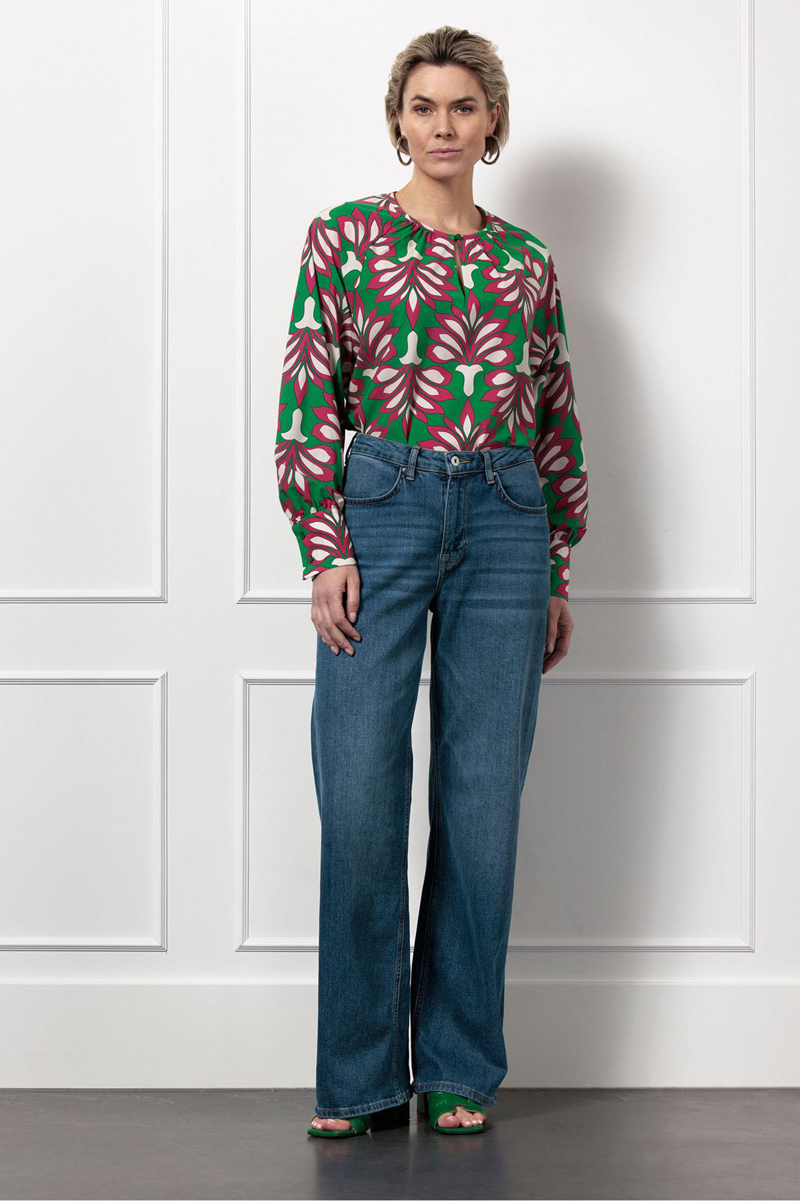 Dames blouse lange mouw groen