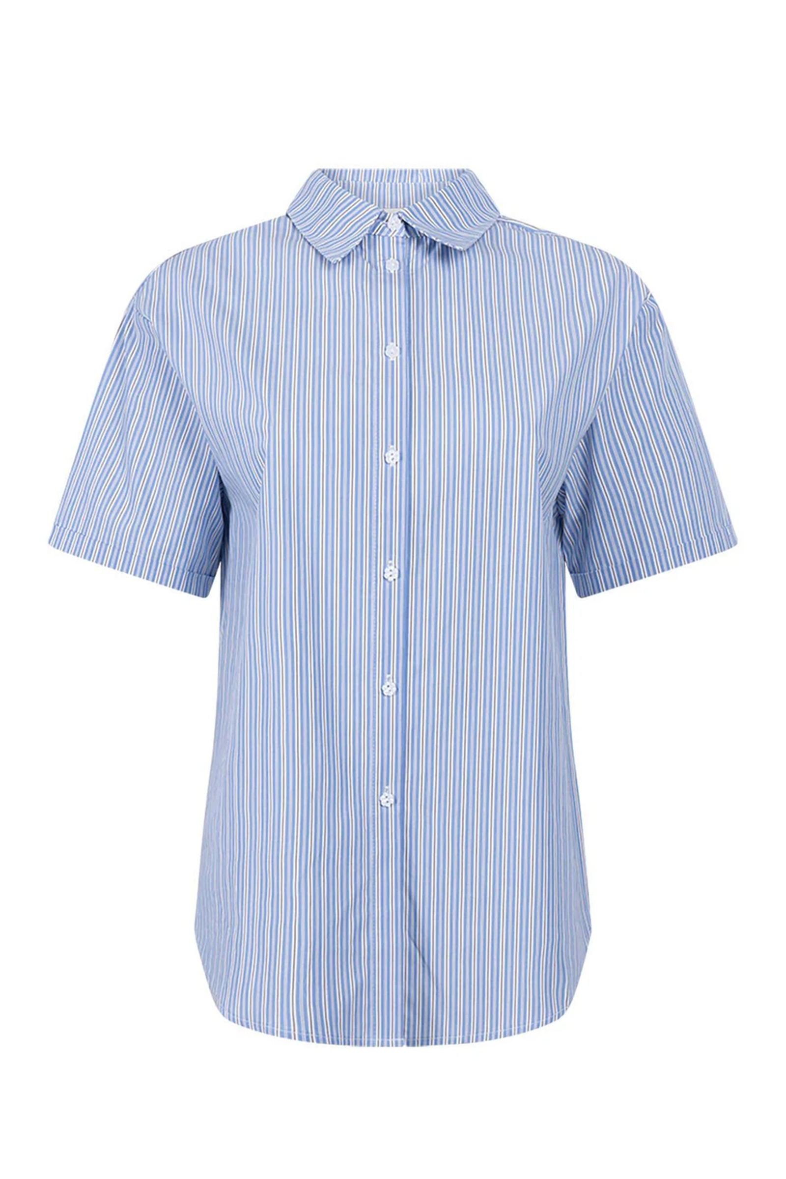 Dames blouse korte mouw blauw