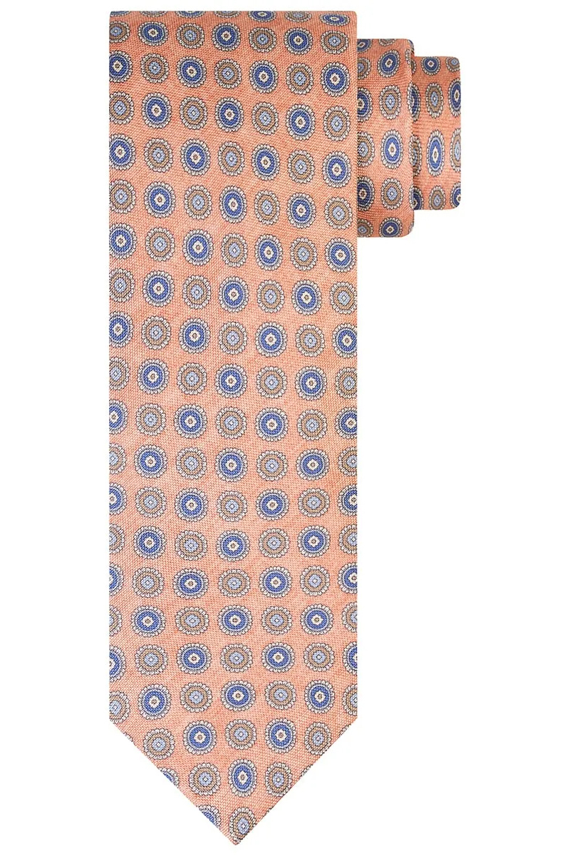 Profuomo TIE SILK PRINT CORAL Oranje-1 1