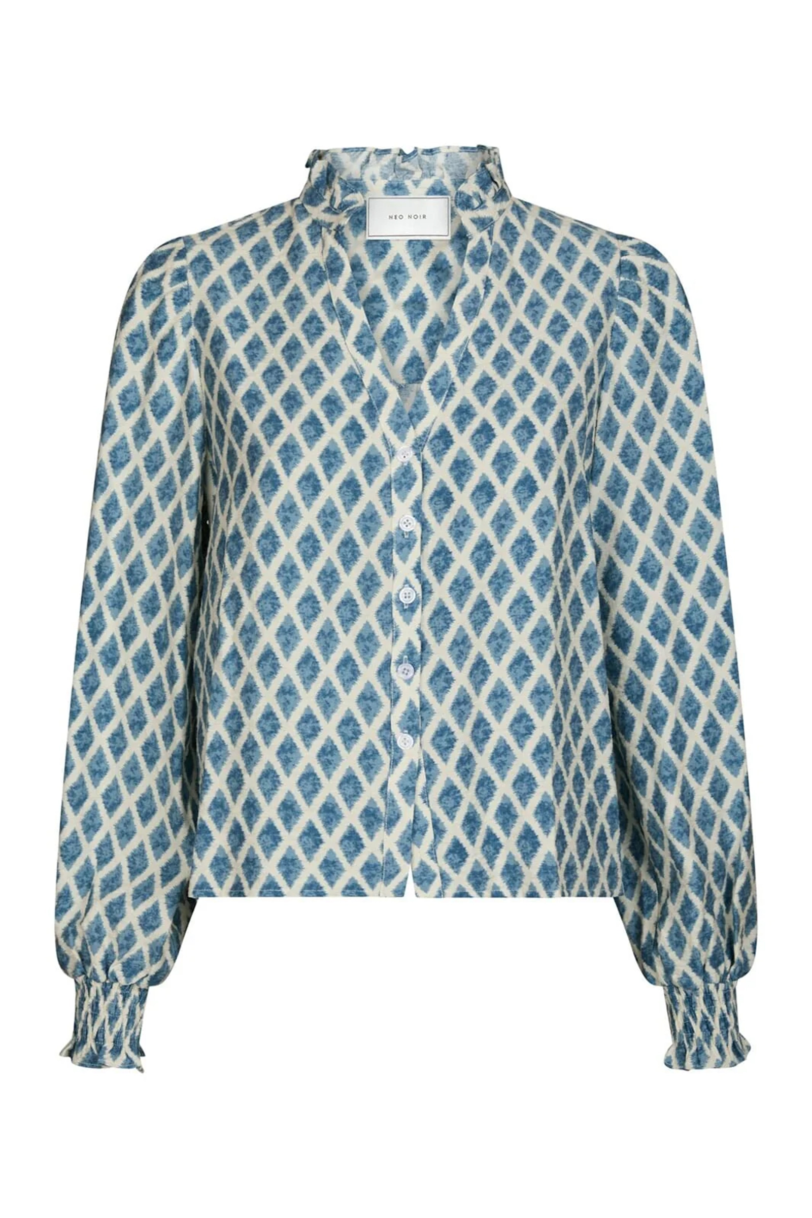Dames blouse lange mouw blauw