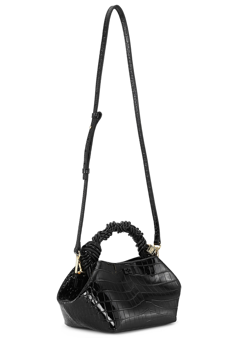 Ganni Bou bag small patent croco Zwart-1 2