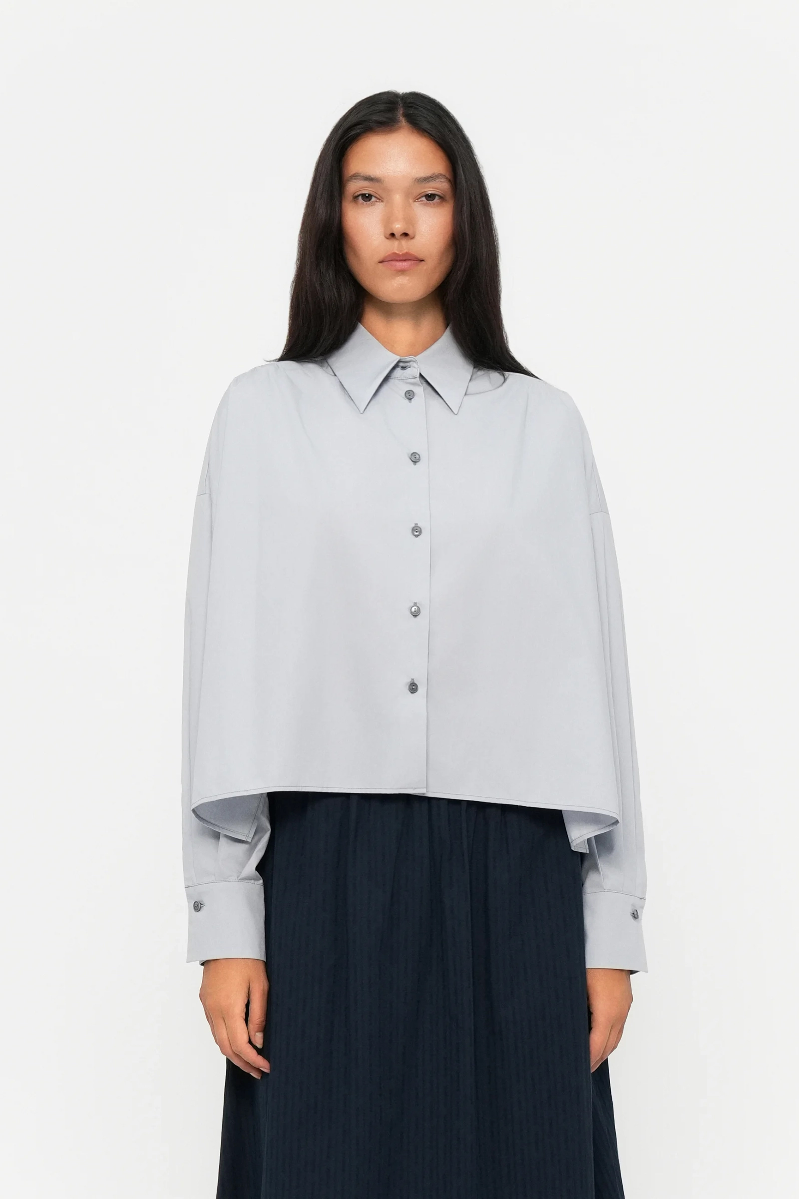 Dames blouse lange mouw blauw