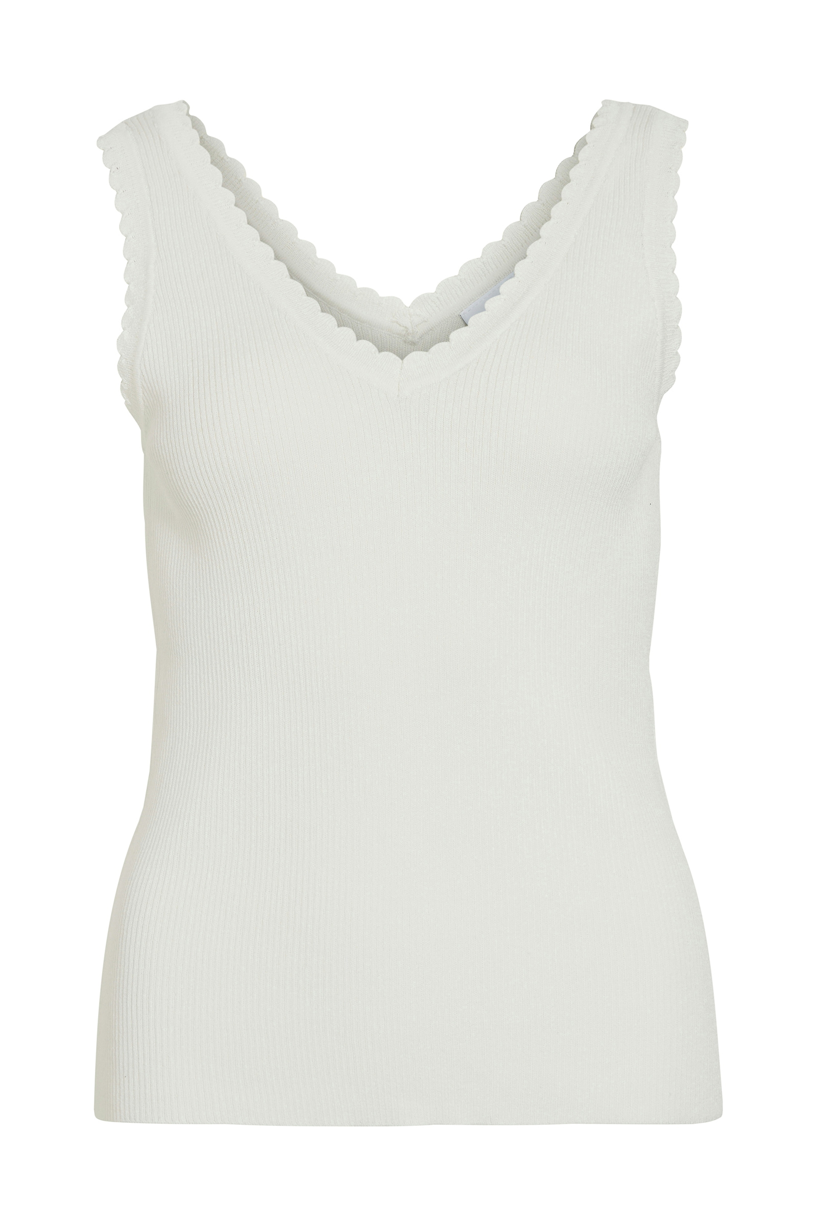 Vila VIESRA V-NECK S/L RIB KNIT TOP 177862-Snow White 1