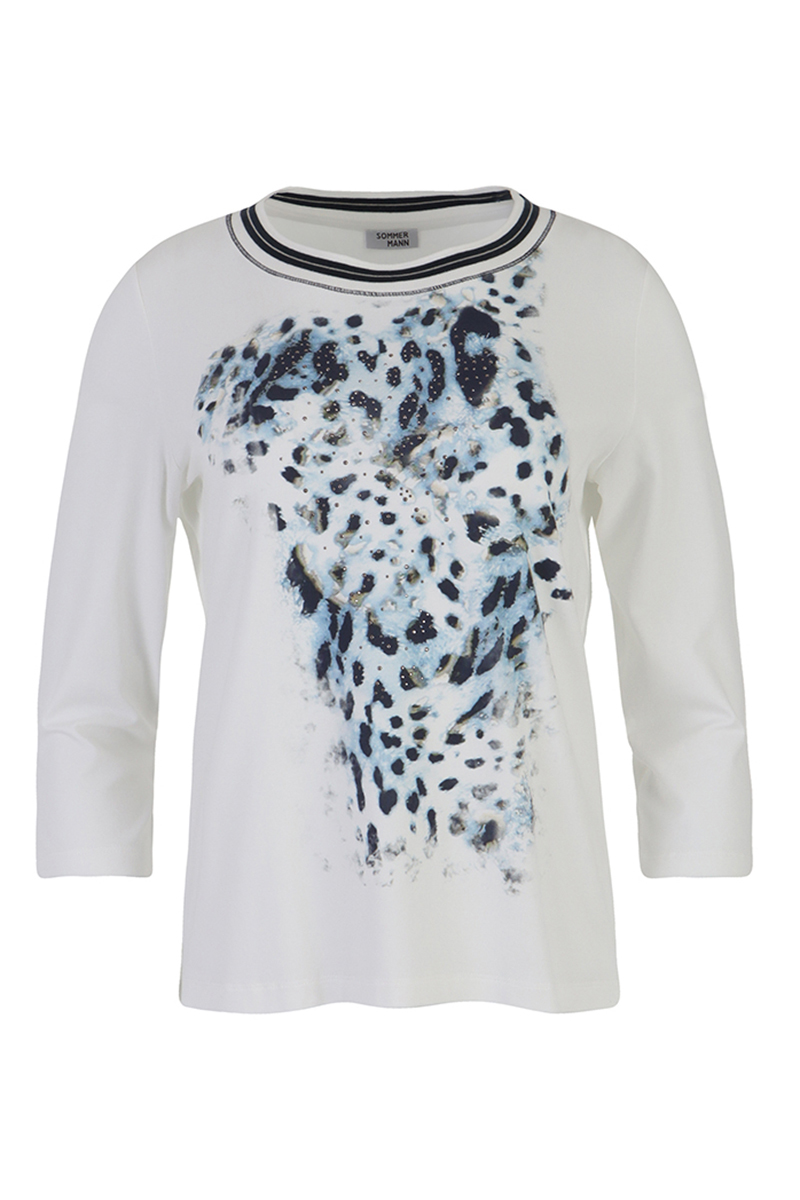 Dames t-shirt lange mouw blauw