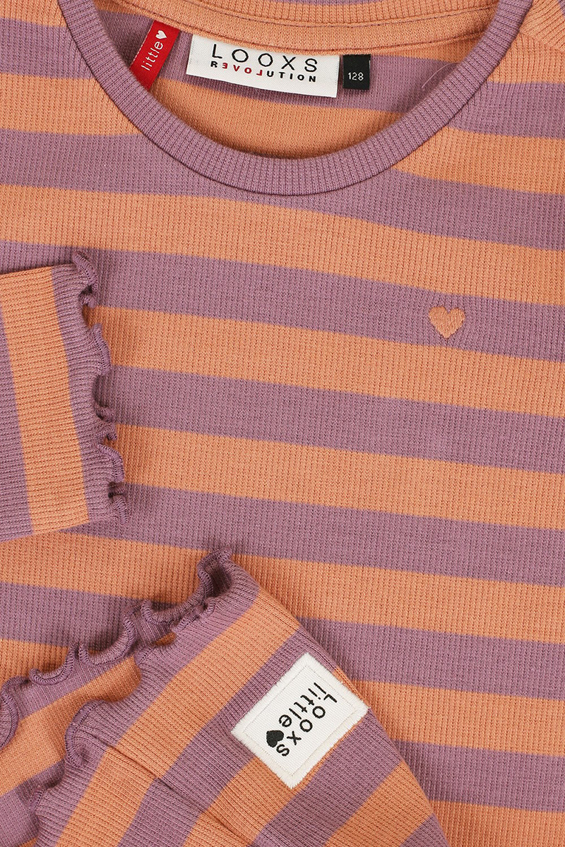 LOOXS LITTLE Little rib striped t-shirt Paars-1 2