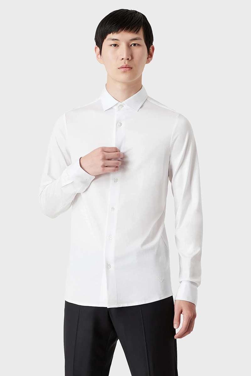 Heren overhemd lm casual wit