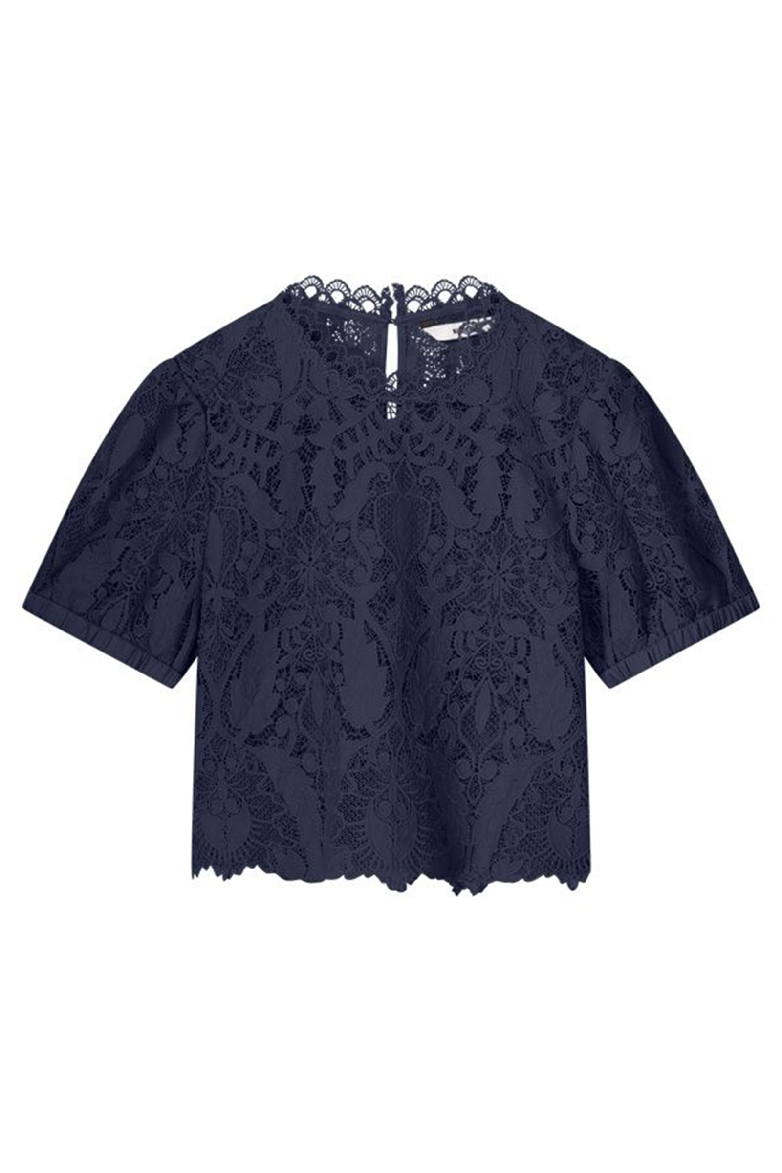 Dames blouse korte mouw blauw