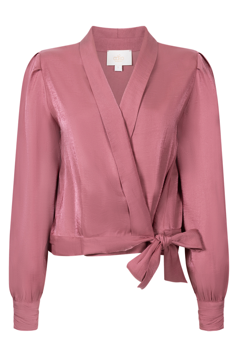 Dames blouse lange mouw rose