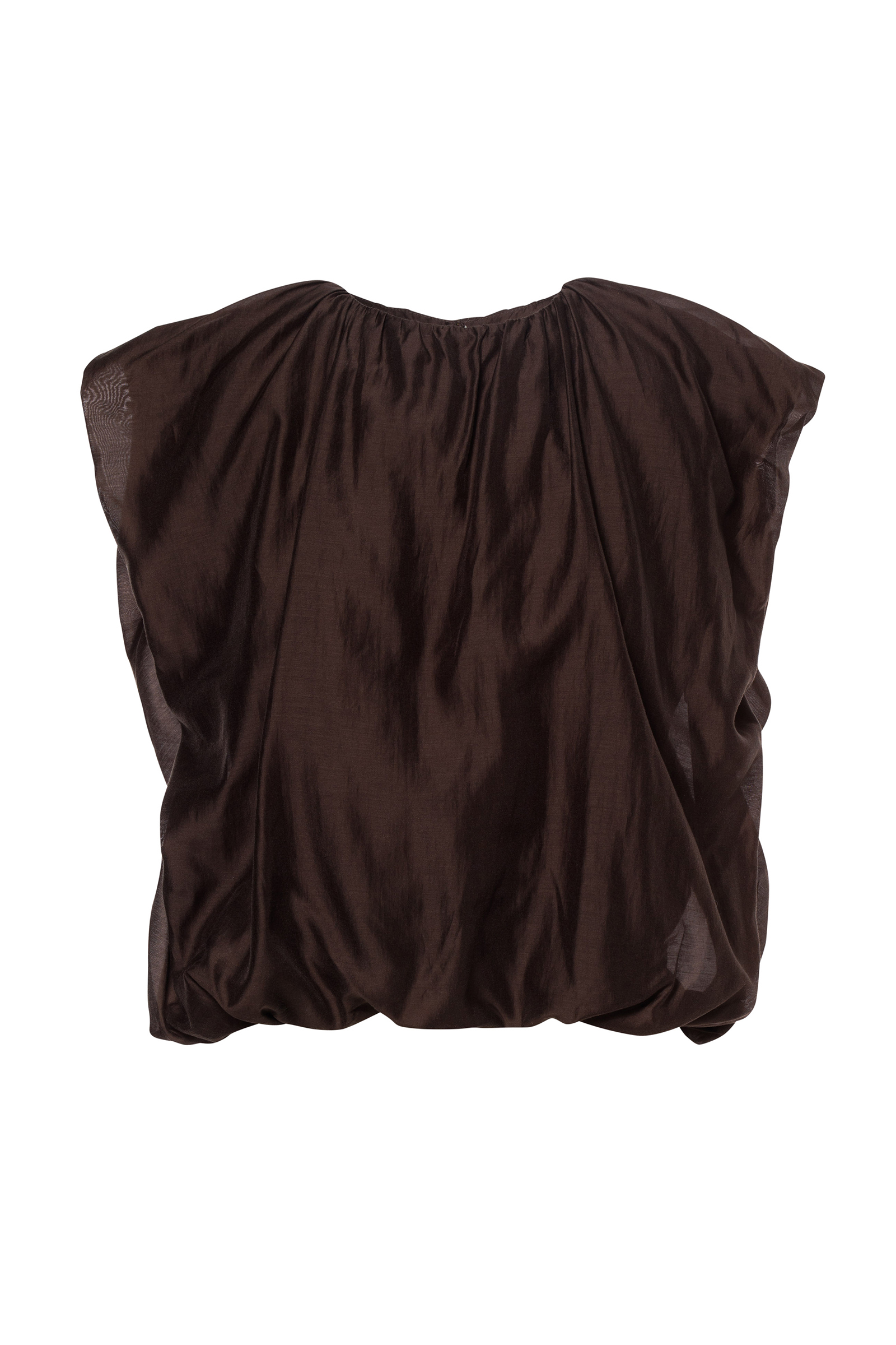 Dames blouse mouwloos bruin