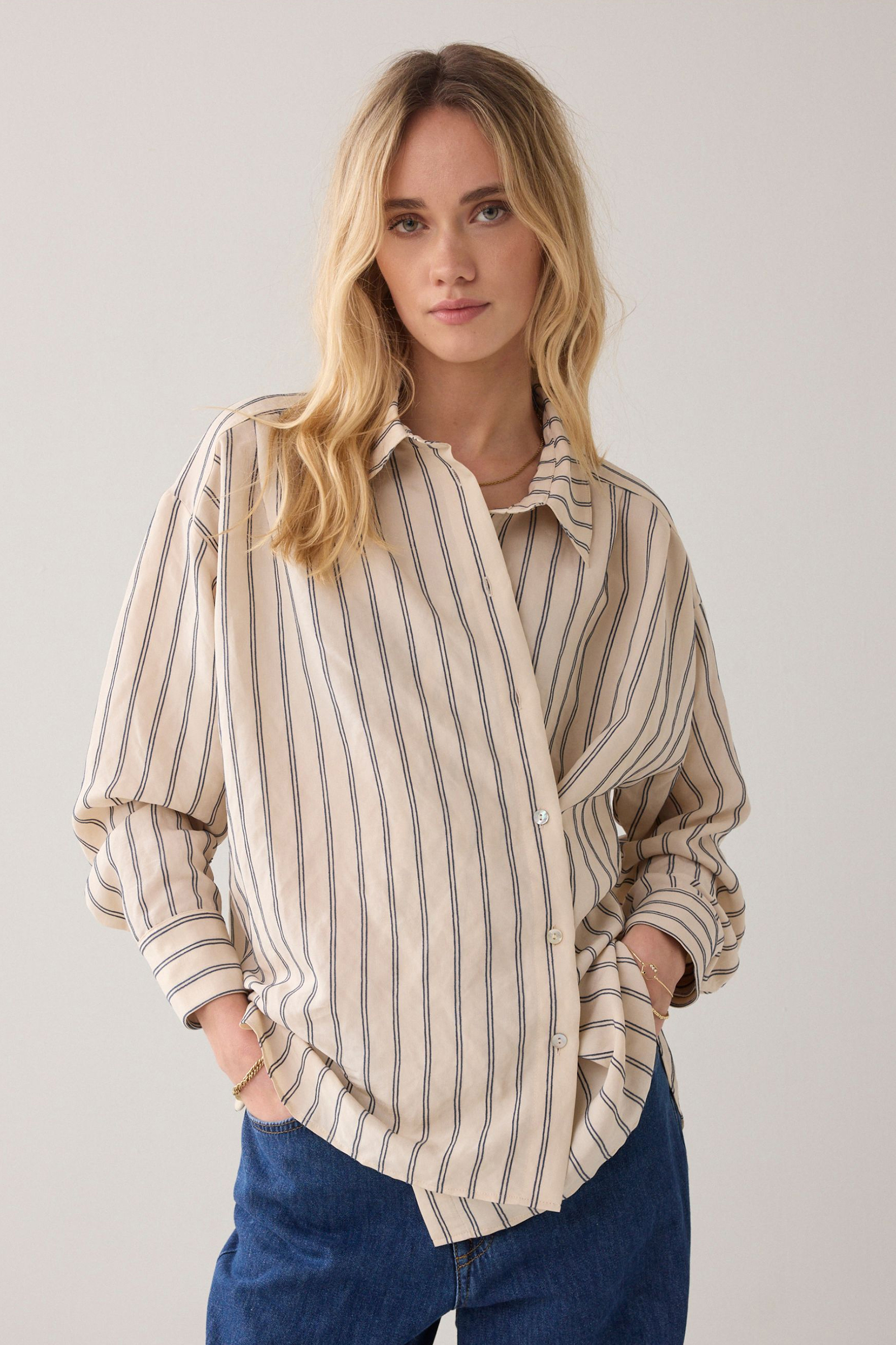 Dames blouse lange mouw ecru