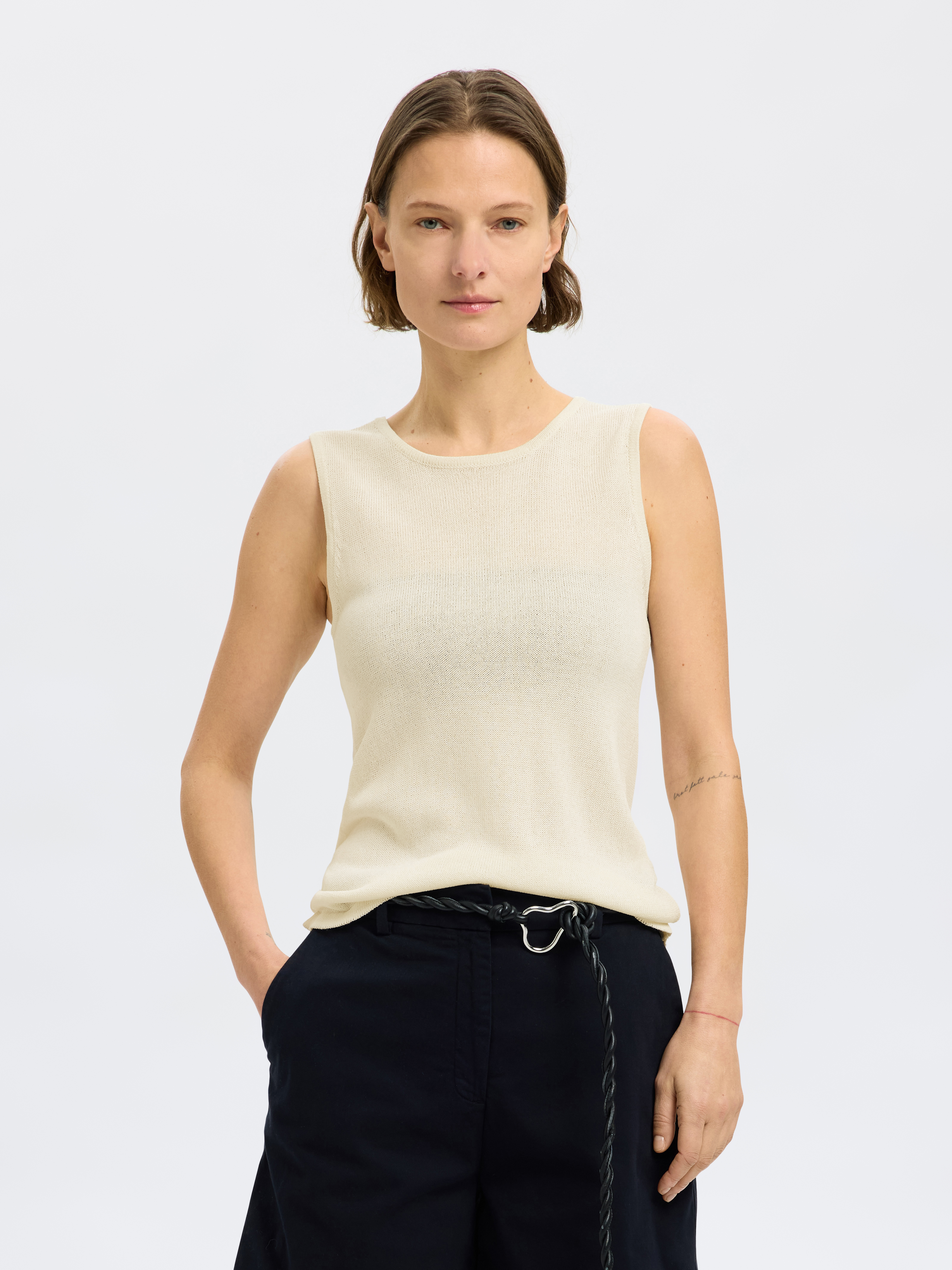 Selected SLFMOON SUS SL KNIT TOP B 179771-Birch 2