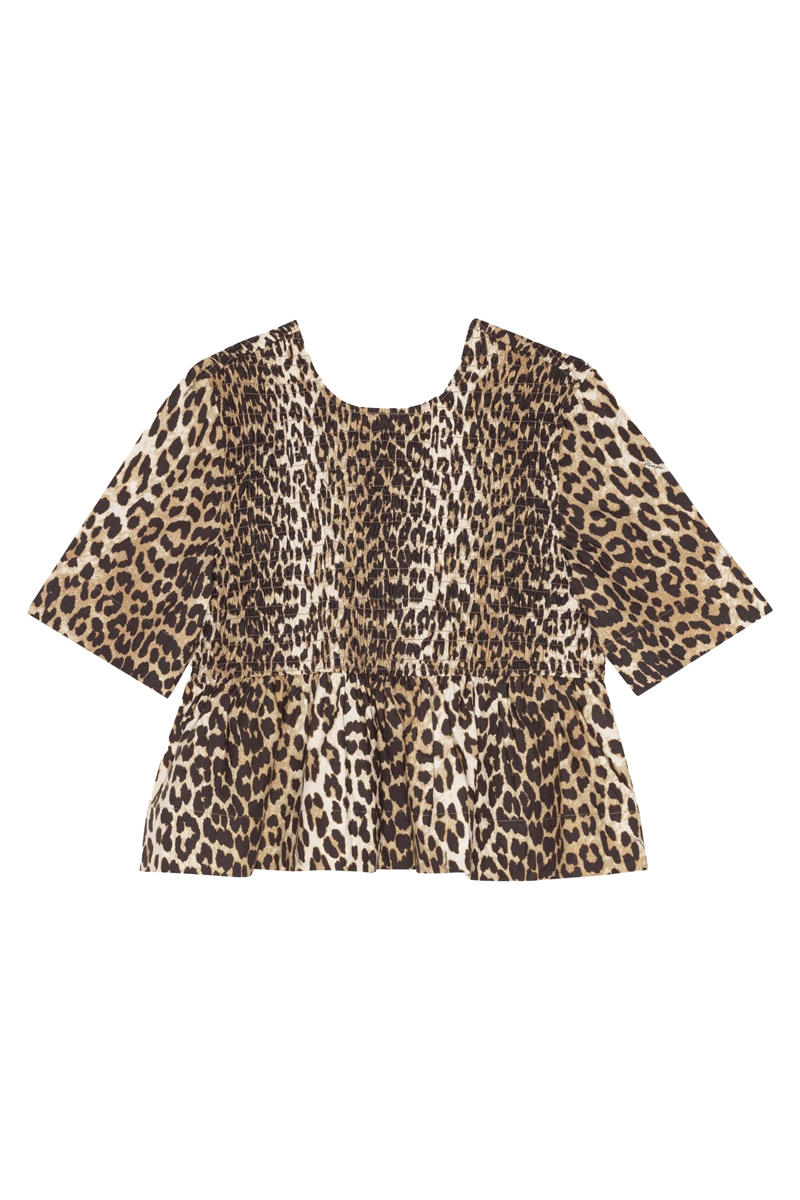 Dames blouse korte mouw bruin