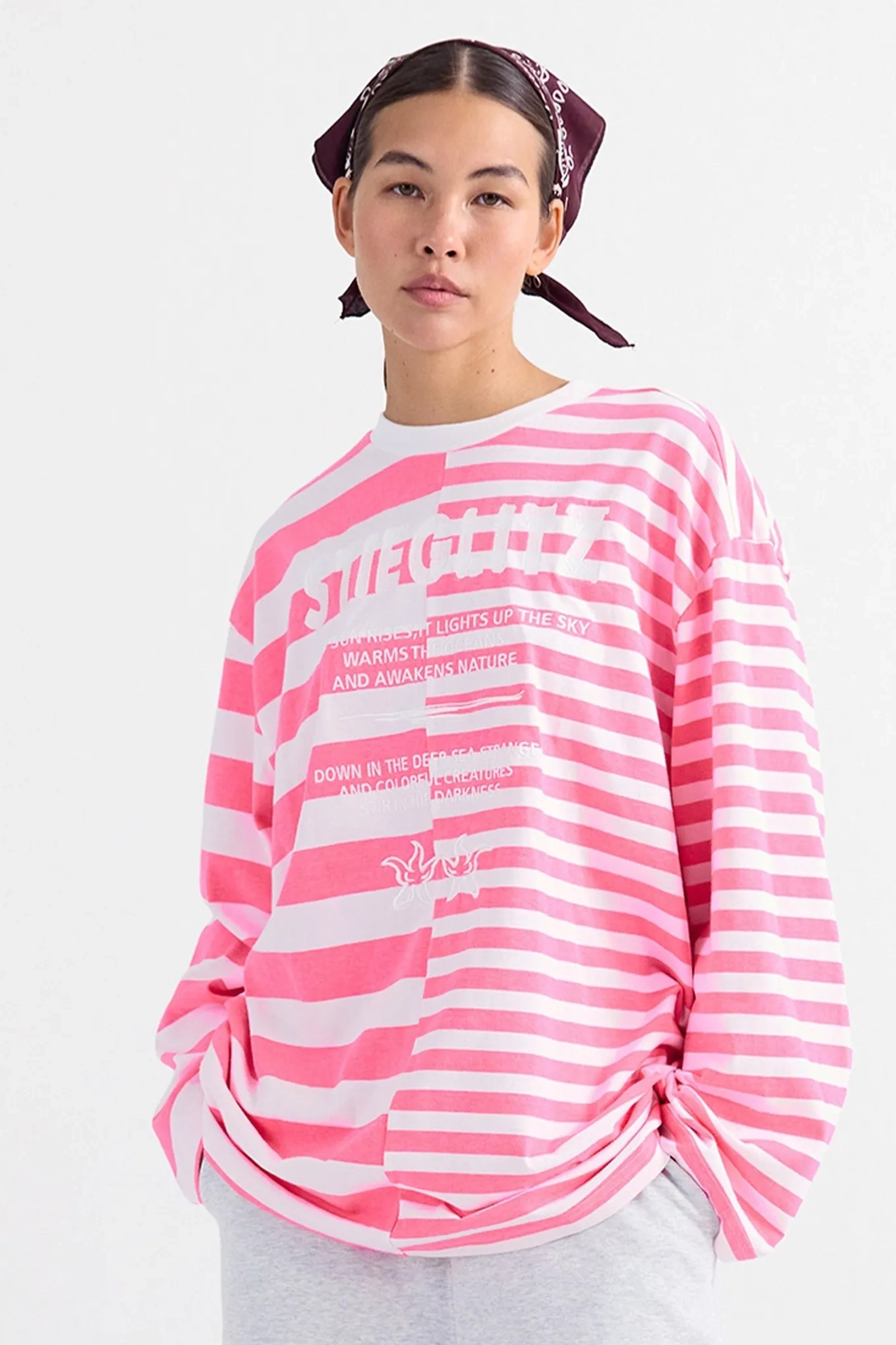 Dames t-shirt lange mouw rose