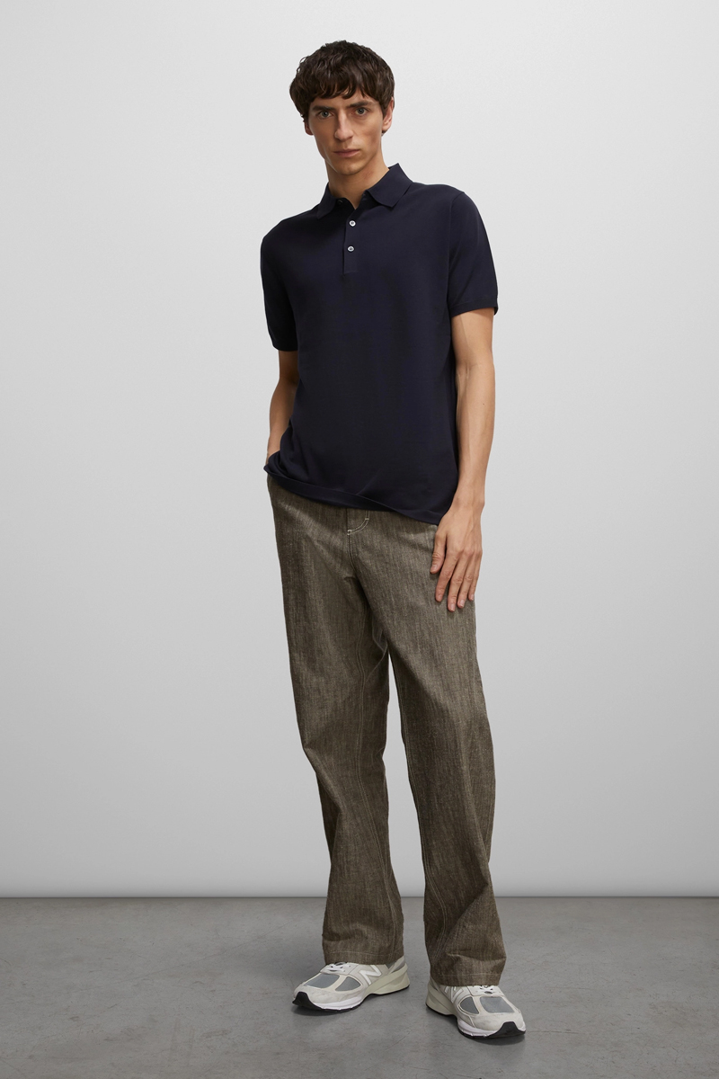 Heren polo korte mouw blauw
