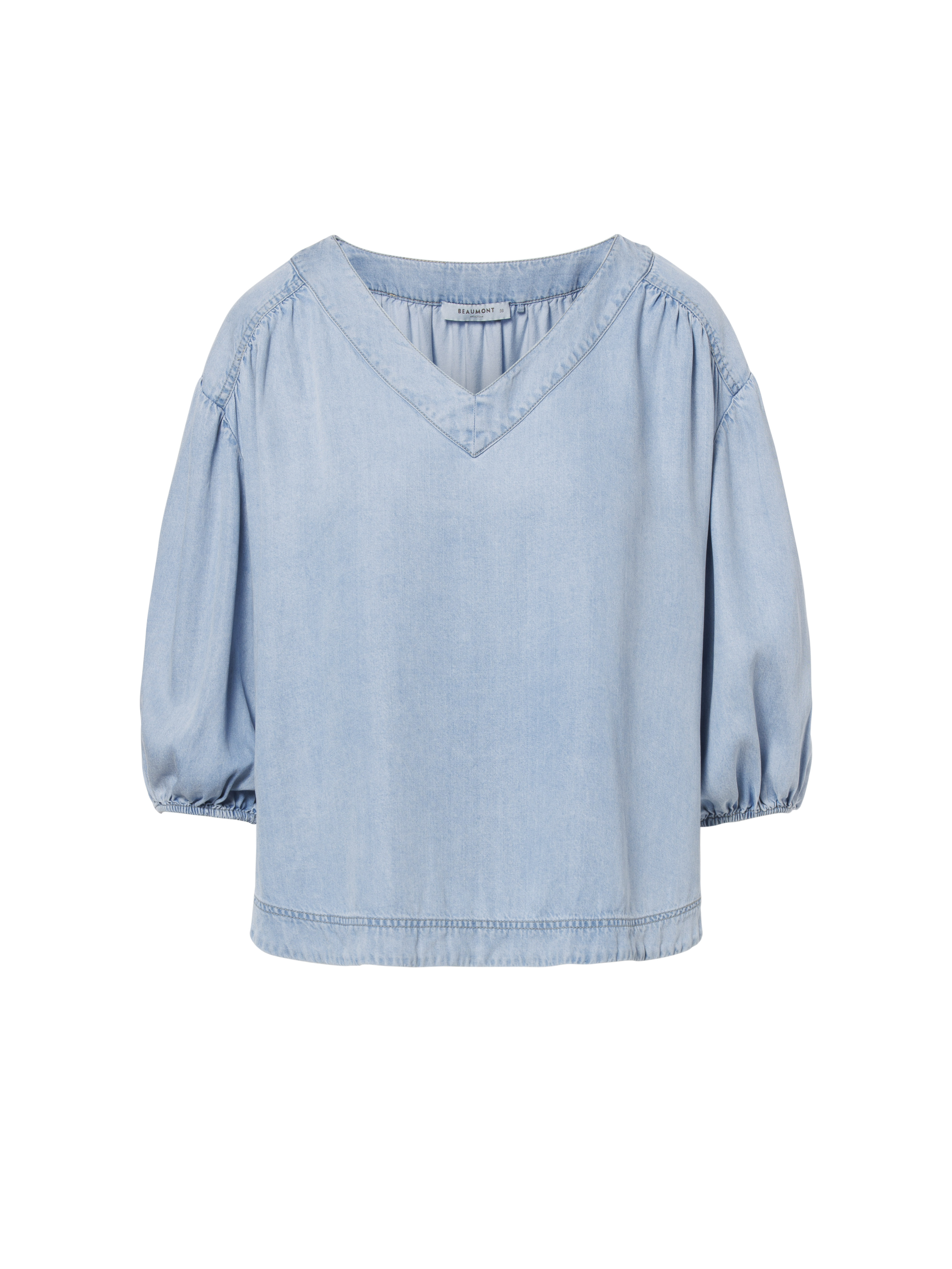 Dames blouse lange mouw blauw