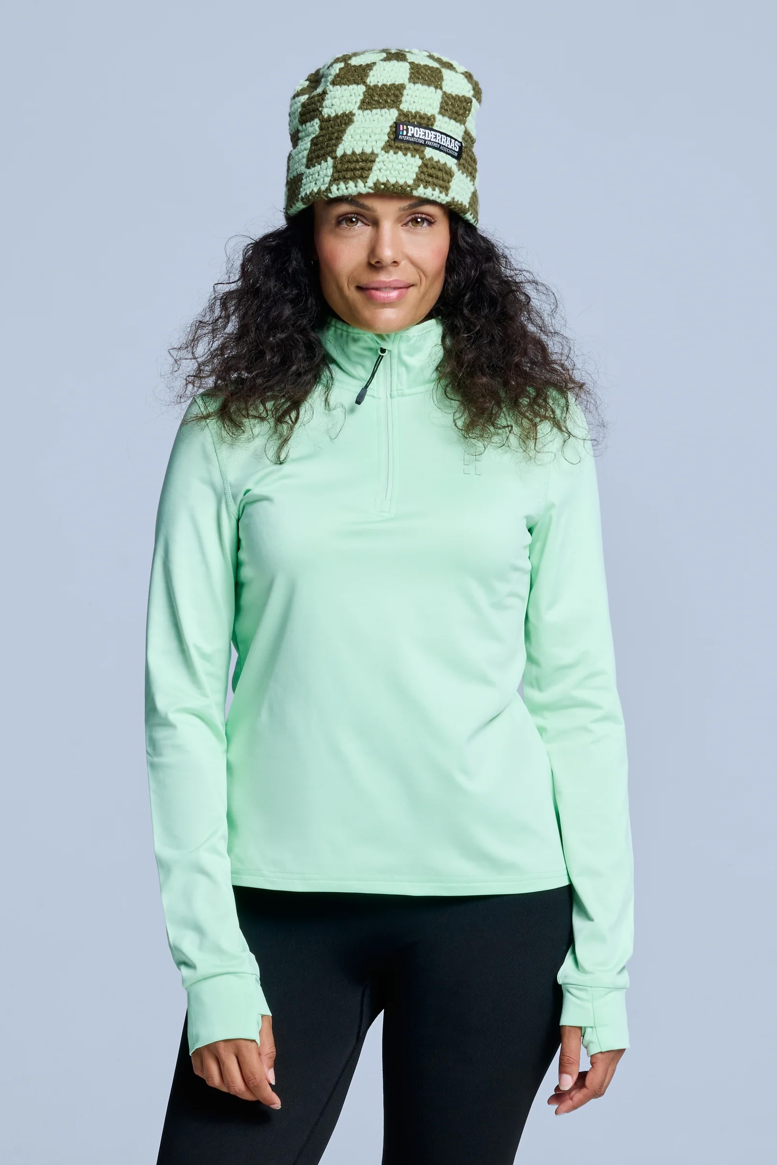 Wintersport dames pully+rits groen