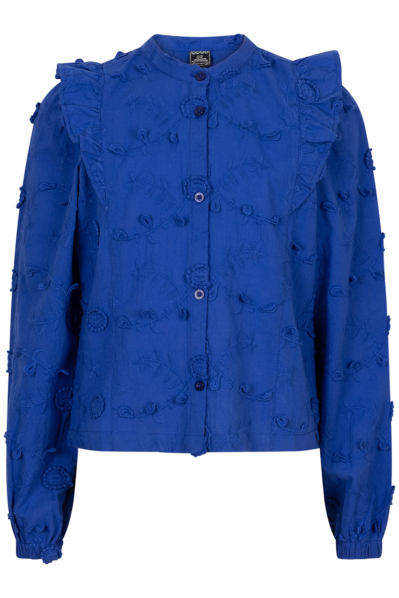 Meisjes blouse lange mouw blauw