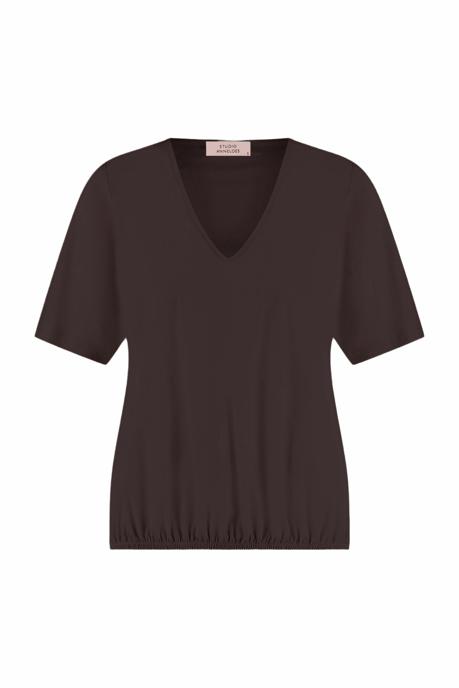 Dames t-shirt korte mouw bruin