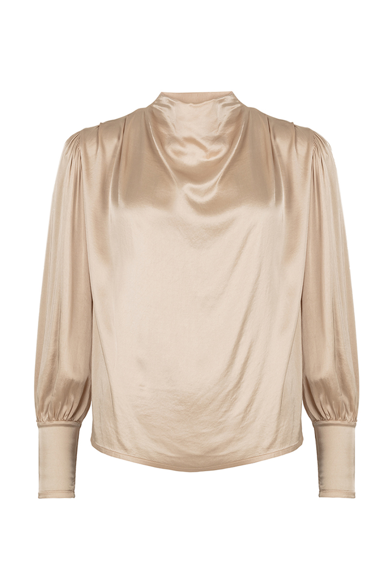 Dames blouse lange mouw bruin