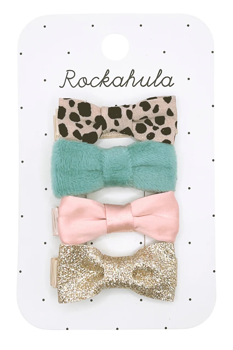 ROCKAHULA KIDS Leopard Love Mini Bow Clips Grijs-1 1