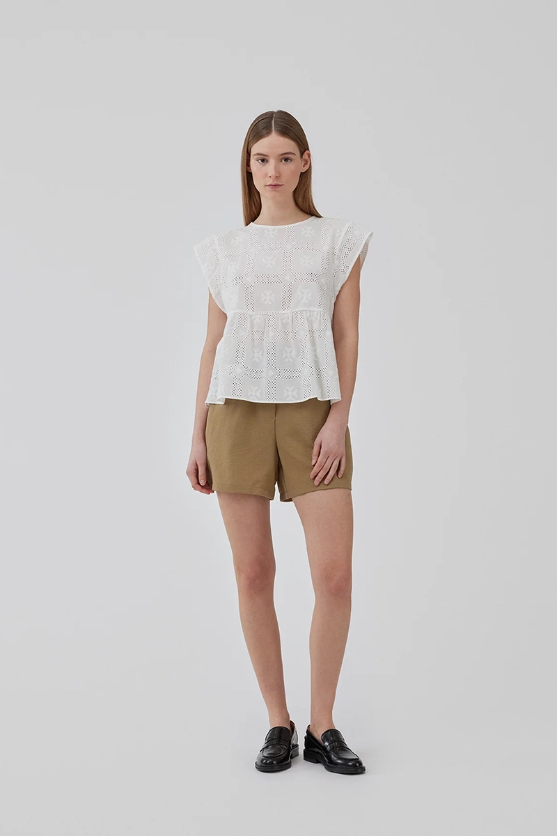 Dames blouse korte mouw wit