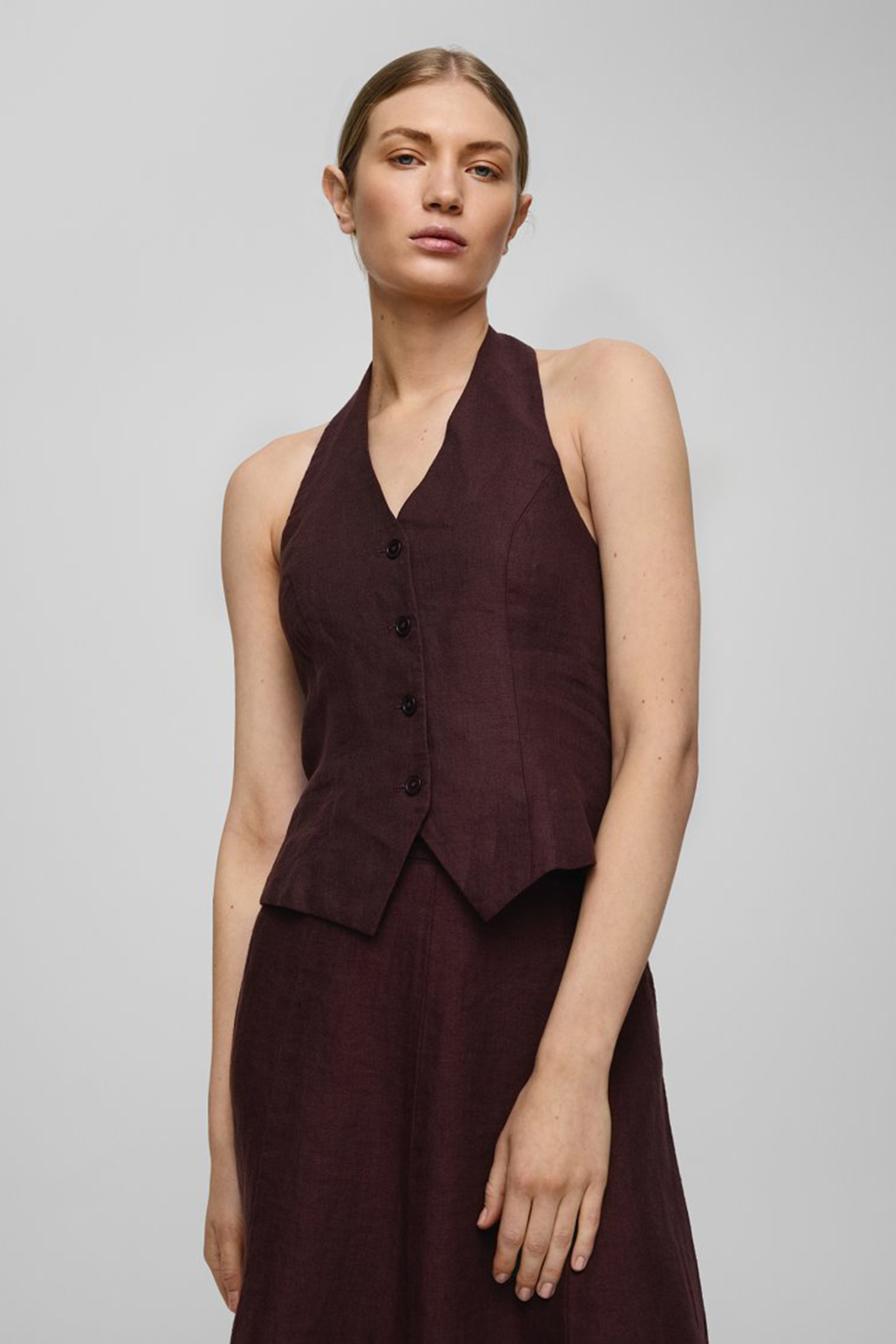 Msch MSCHNaira Claritta Halterneck Waistcoat bruin/beige-1 2